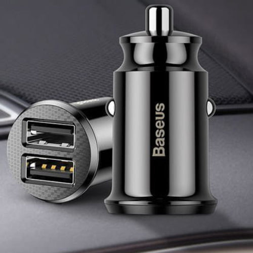 Autoladegerät Baseus Grain Car 15.5W, 3.1A, 2x USB-A, Schwarz