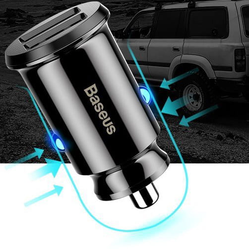 Autoladegerät Baseus Grain Car 15.5W, 3.1A, 2x USB-A, Schwarz