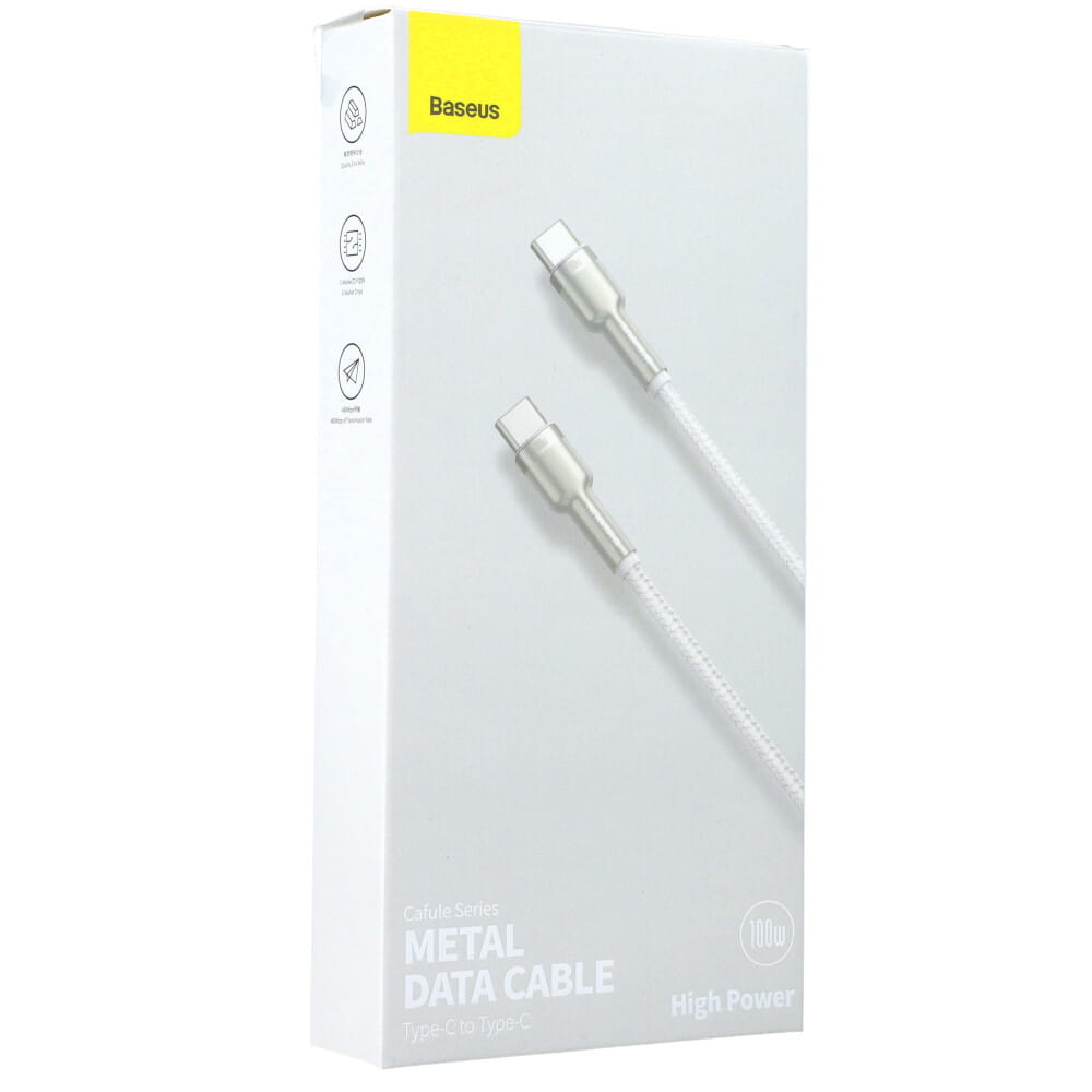 Kabel Baseus Cafule 100W 5A USB-C für USB-C, weiß