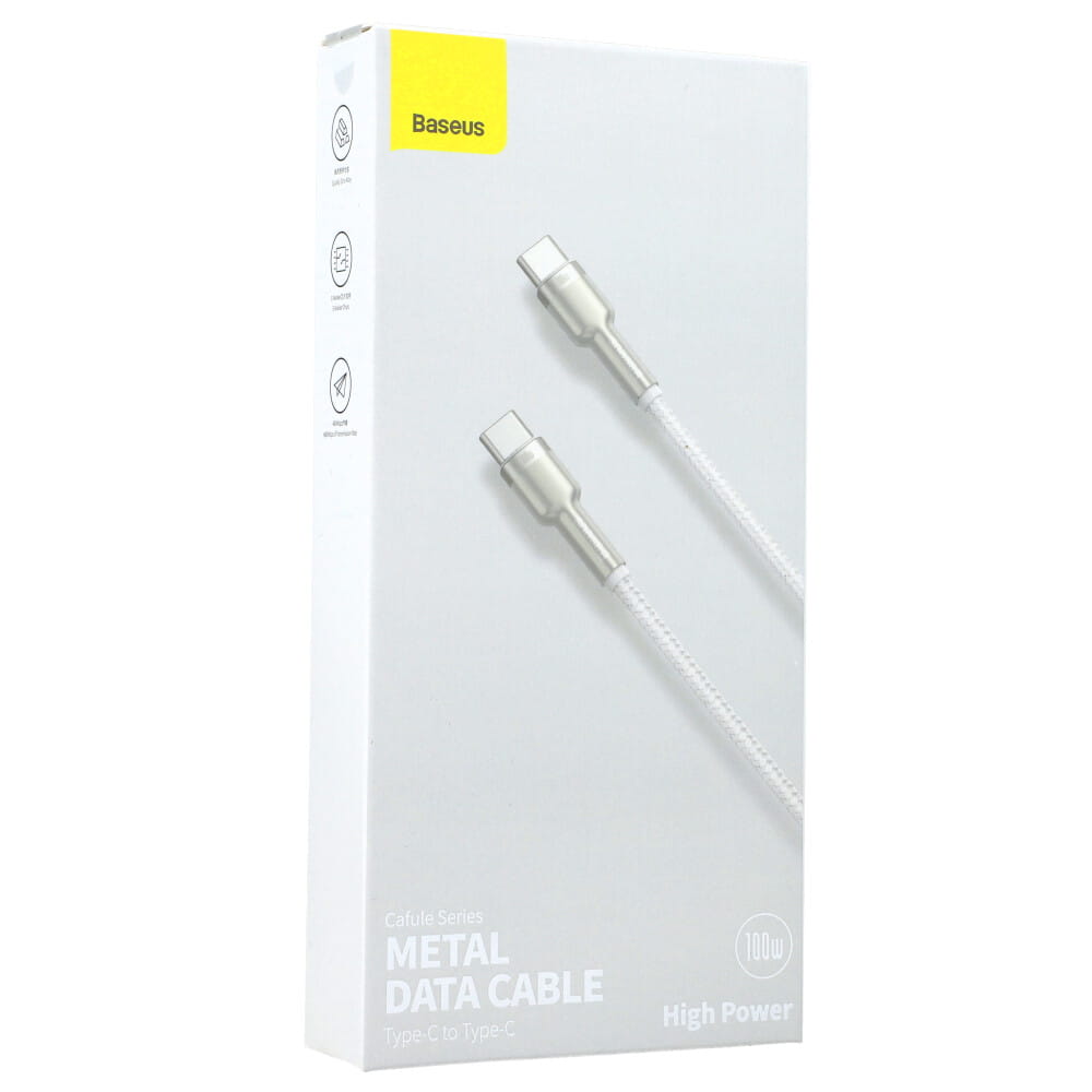 Kabel Baseus Cafule 100W 5A USB-C für USB-C 2m, weiß