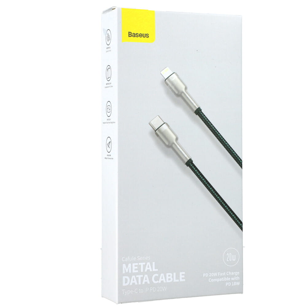Kabel Baseus Cafule Metal USB-C für Lightning 20W 2m, Grün