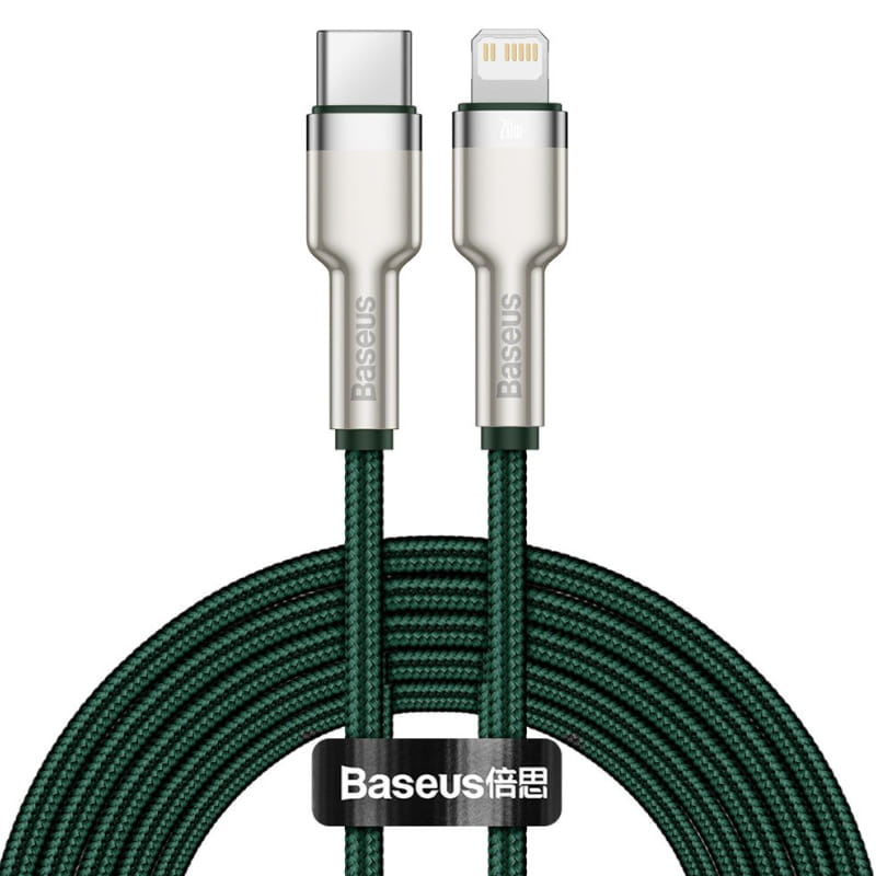 Kabel Baseus Cafule Metal USB-C für Lightning 20W 1m, Grün