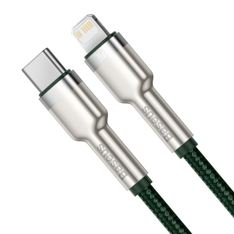 Kabel Baseus Cafule Metal USB-C für Lightning 20W 1m, Grün