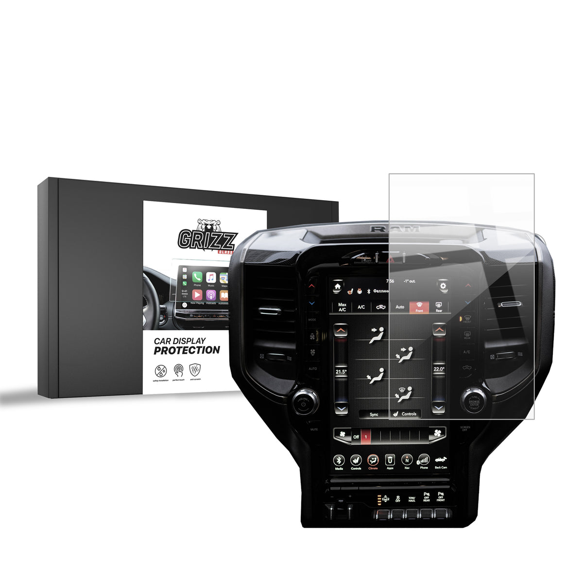 Keramische Autodisplayfolie für Dodge Ram TRX 12,3" (2019-2026), Grizz Protector