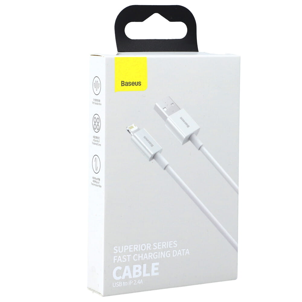 Kabel Baseus Superior USB-A für Lightning 2.4A 1m, Weiß