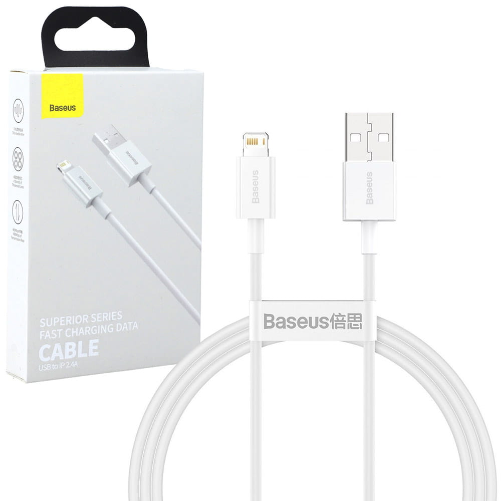 Kabel Baseus Superior USB-A für Lightning 2.4A 1m, Weiß
