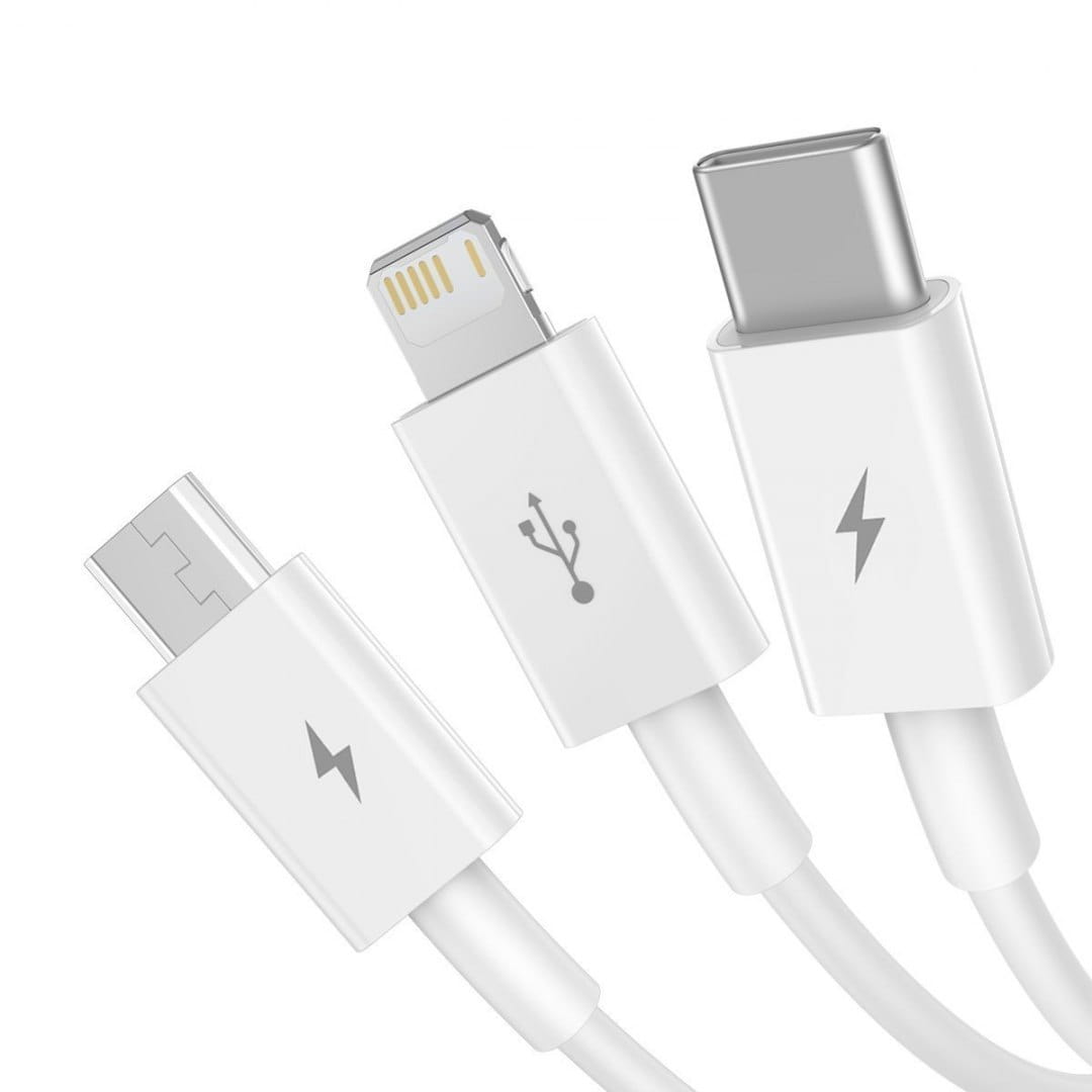 Kabel Baseus Superior 3in1 USB-A für USB-C / Lightning / MicroUSB 3.5A 1,2m, Weiß