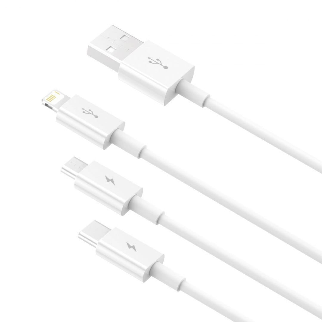 Kabel Baseus Superior 3in1 USB-A für USB-C / Lightning / MicroUSB 3.5A 1,2m, Weiß