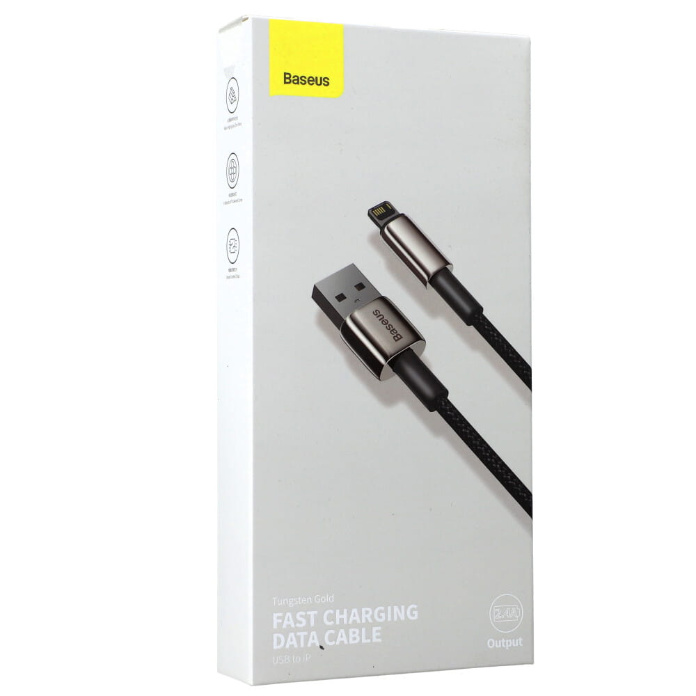 Kabel Baseus Tungsten Gold USB-A für Lightning 2.4A 1m, Schwarz