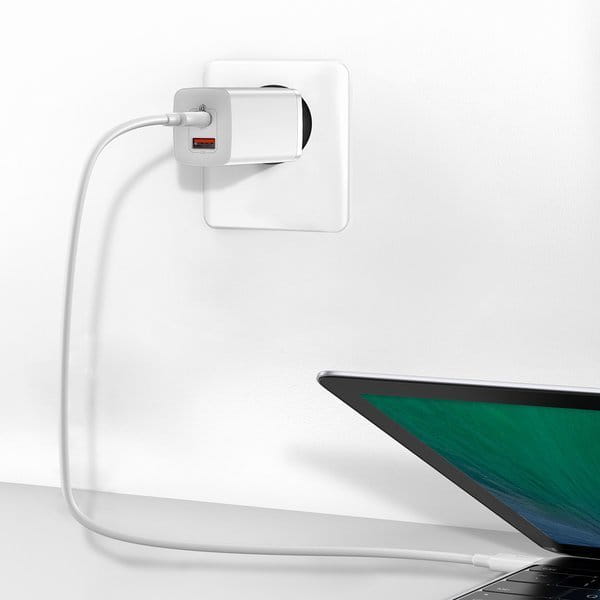 Baseus Ladegerät Gan2 Lite, 1XUSB-A, 1XUSB-C, 65W, PD 3.0, QC 4.0+, Weiss