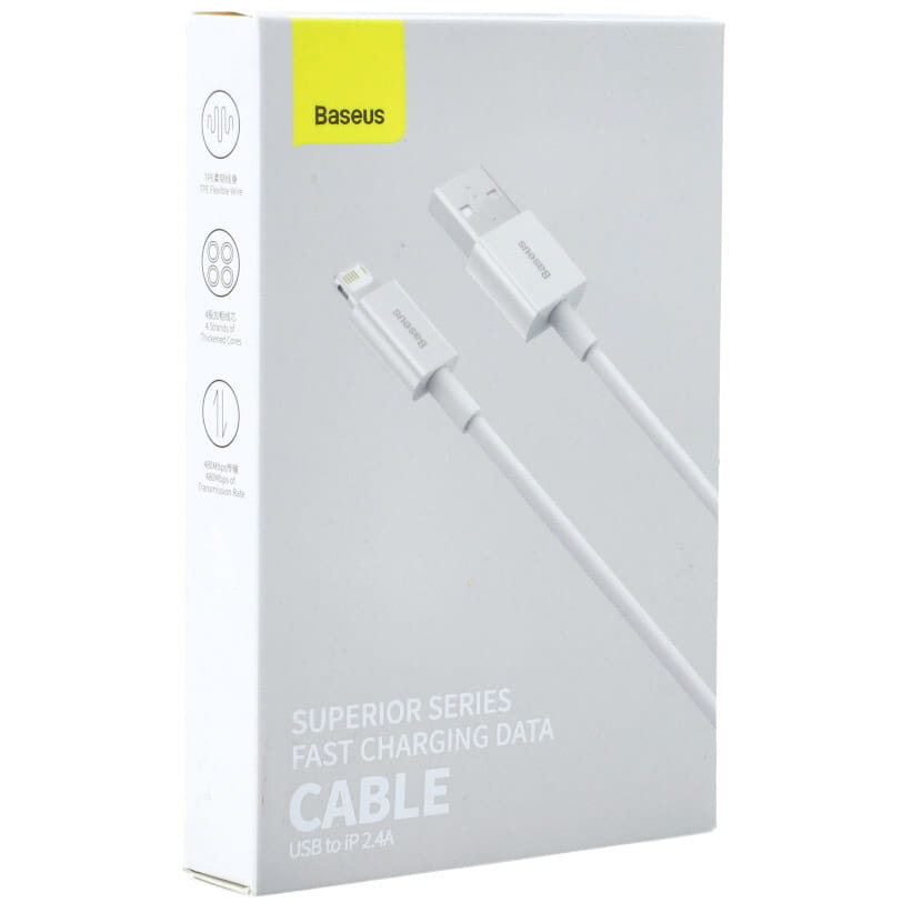 Kabel Baseus Superior USB-A für Lightning 2.4A 2m, Weiß