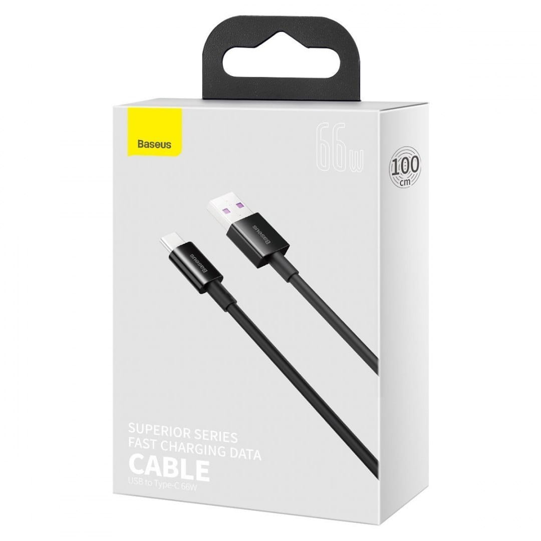 Kabel Baseus Superior USB-A für USB-C 66W 1m, Schwarz