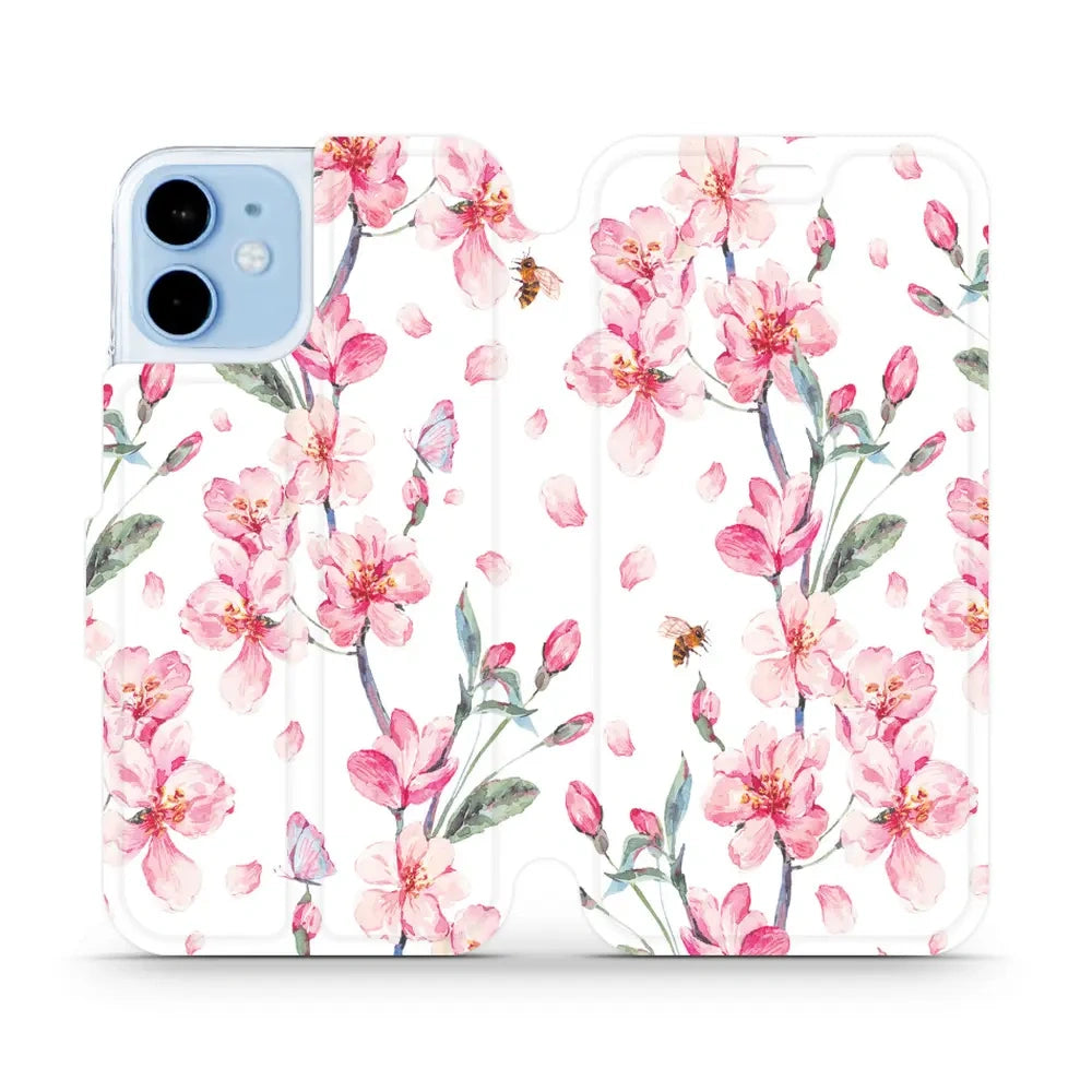Handyhülle mit klappe für iPhone 12 Mini, Mobiwear Book, Rosa Frühling