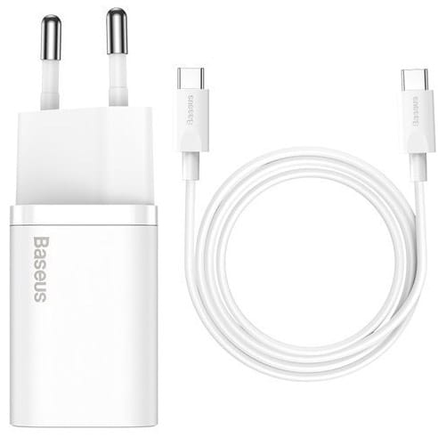 Schnell Ladegerät Baseus Super Si Quick Charger 1C USB-C 25W + Kabel, weiß