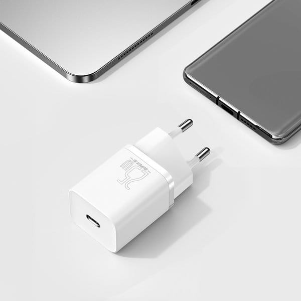 Schnell Ladegerät Baseus Super Si Quick Charger 1C USB-C 25W + Kabel, weiß