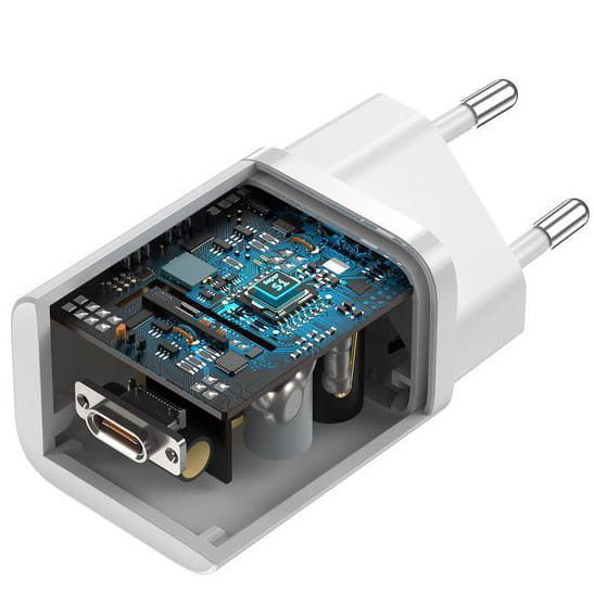 Schnell Ladegerät Baseus Super Si Quick Charger 1C USB-C 25W + Kabel, weiß