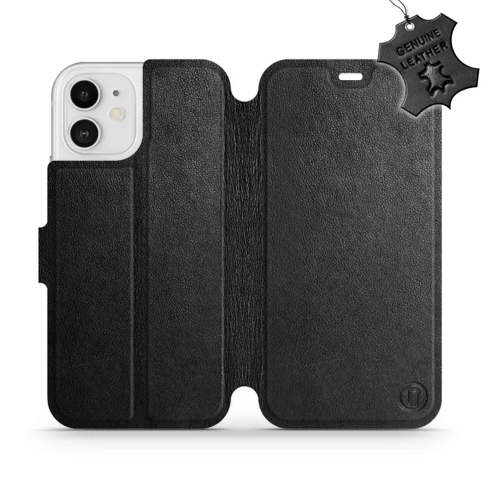 Echtleder Handyhülle für iPhone 12, Mobiwear Leather, Schwarz