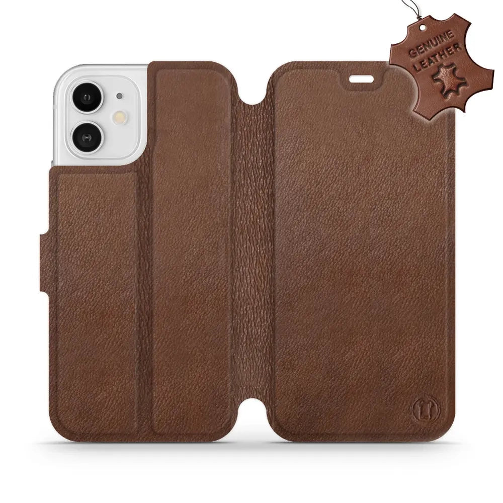 Echtleder Handyhülle für iPhone 12, Mobiwear Leather, Braun