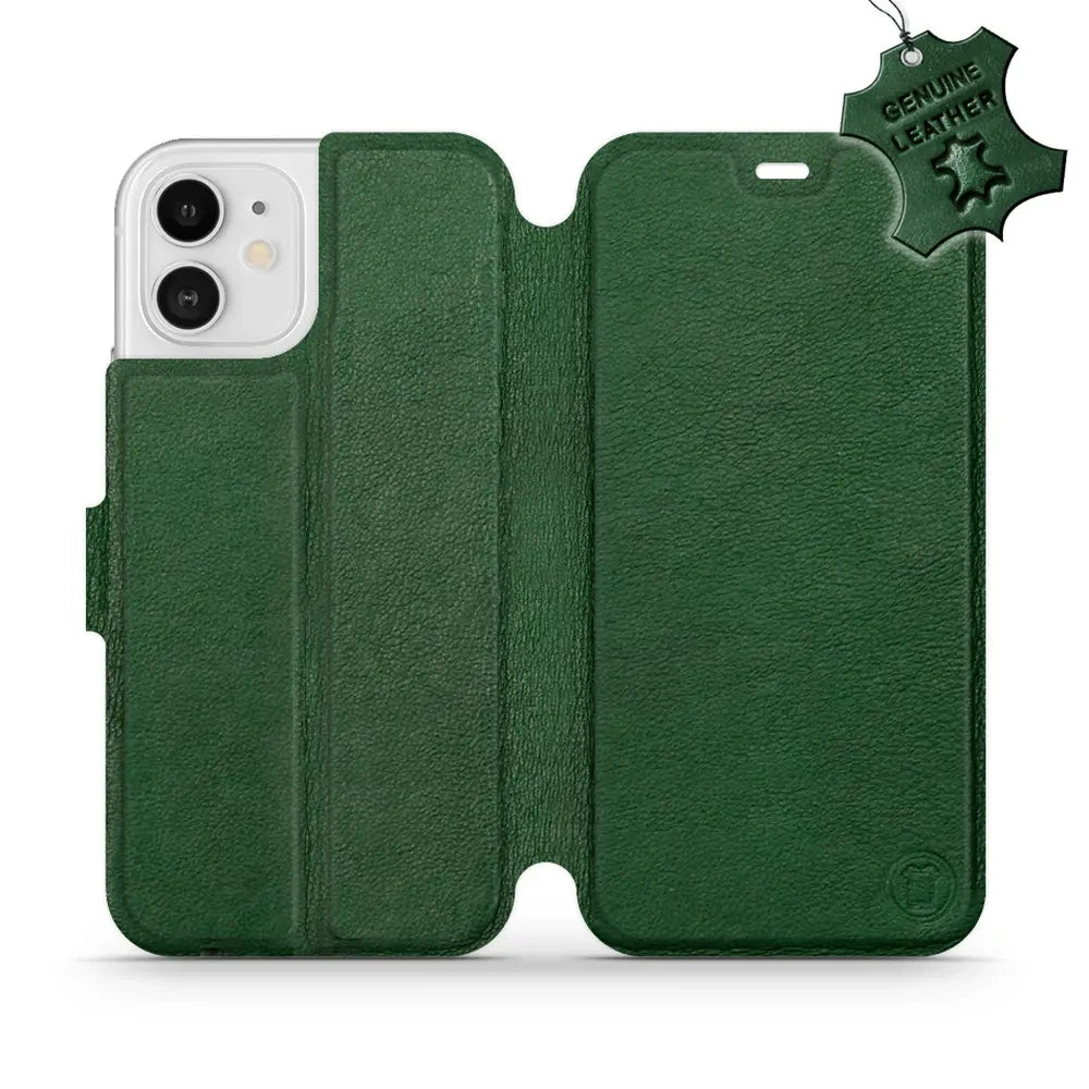 Echtleder Handyhülle für iPhone 12, Mobiwear Leather, Grün