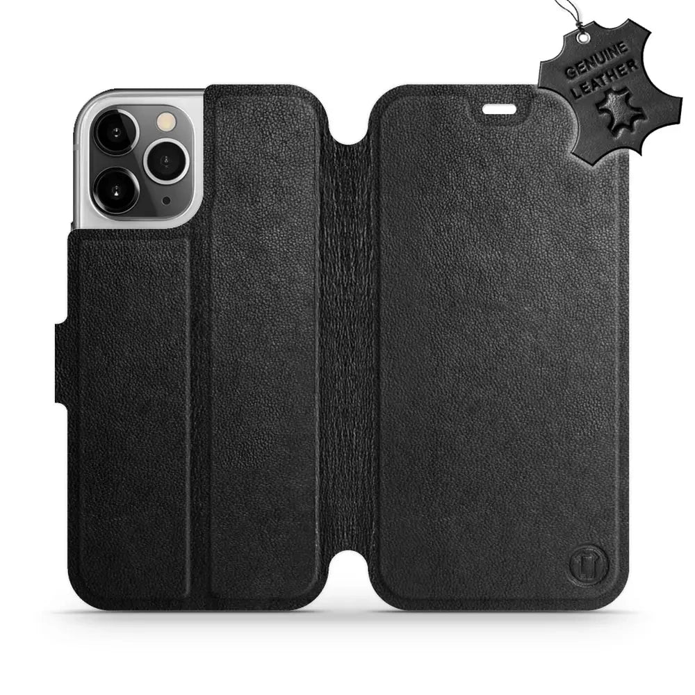 Echtleder Handyhülle für iPhone 12 Pro, Mobiwear Leather, Schwarz