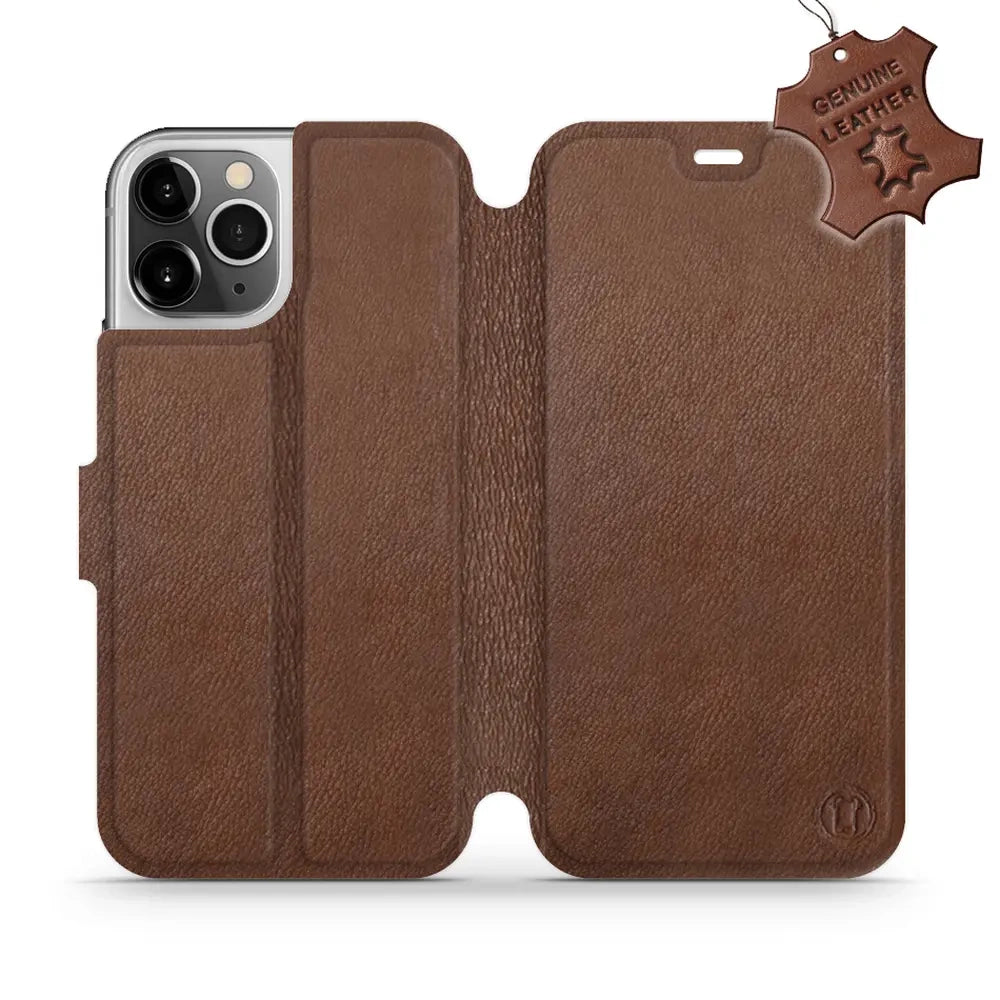 Echtleder Handyhülle für iPhone 12 Pro, Mobiwear Leather, Braun