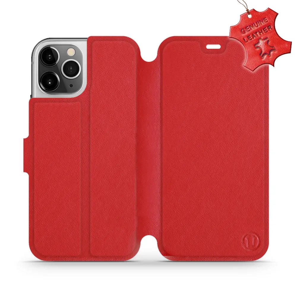Echtleder Handyhülle für iPhone 12 Pro, Mobiwear Leather, Rot