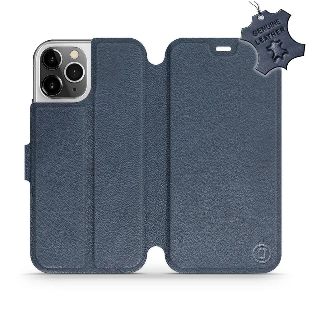 Echtleder Handyhülle für iPhone 12 Pro, Mobiwear Leather, Dunkelblau
