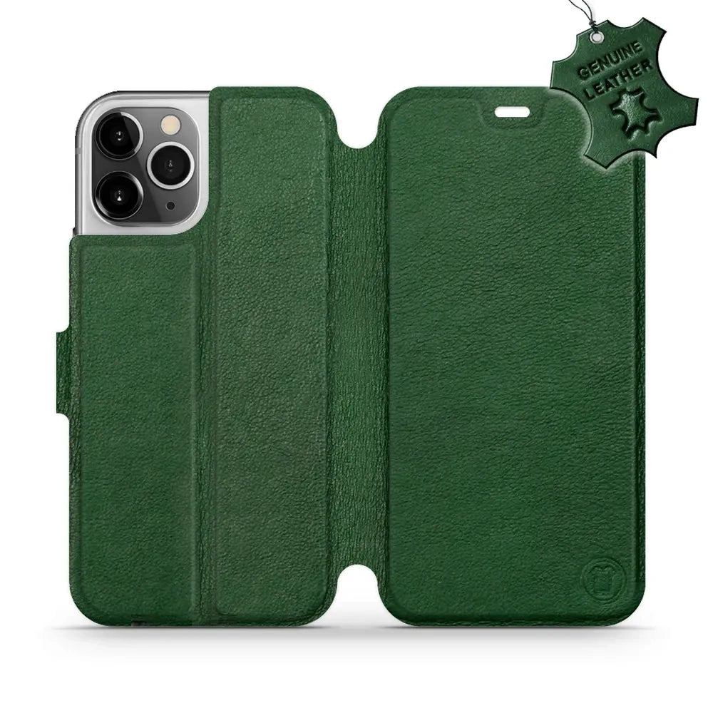 Echtleder Handyhülle für iPhone 12 Pro, Mobiwear Leather, Grün