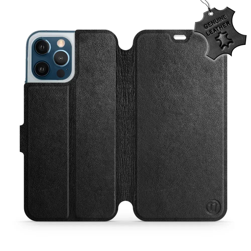Echtleder Handyhülle für iPhone 12 Pro Max, Mobiwear Leather, Schwarz