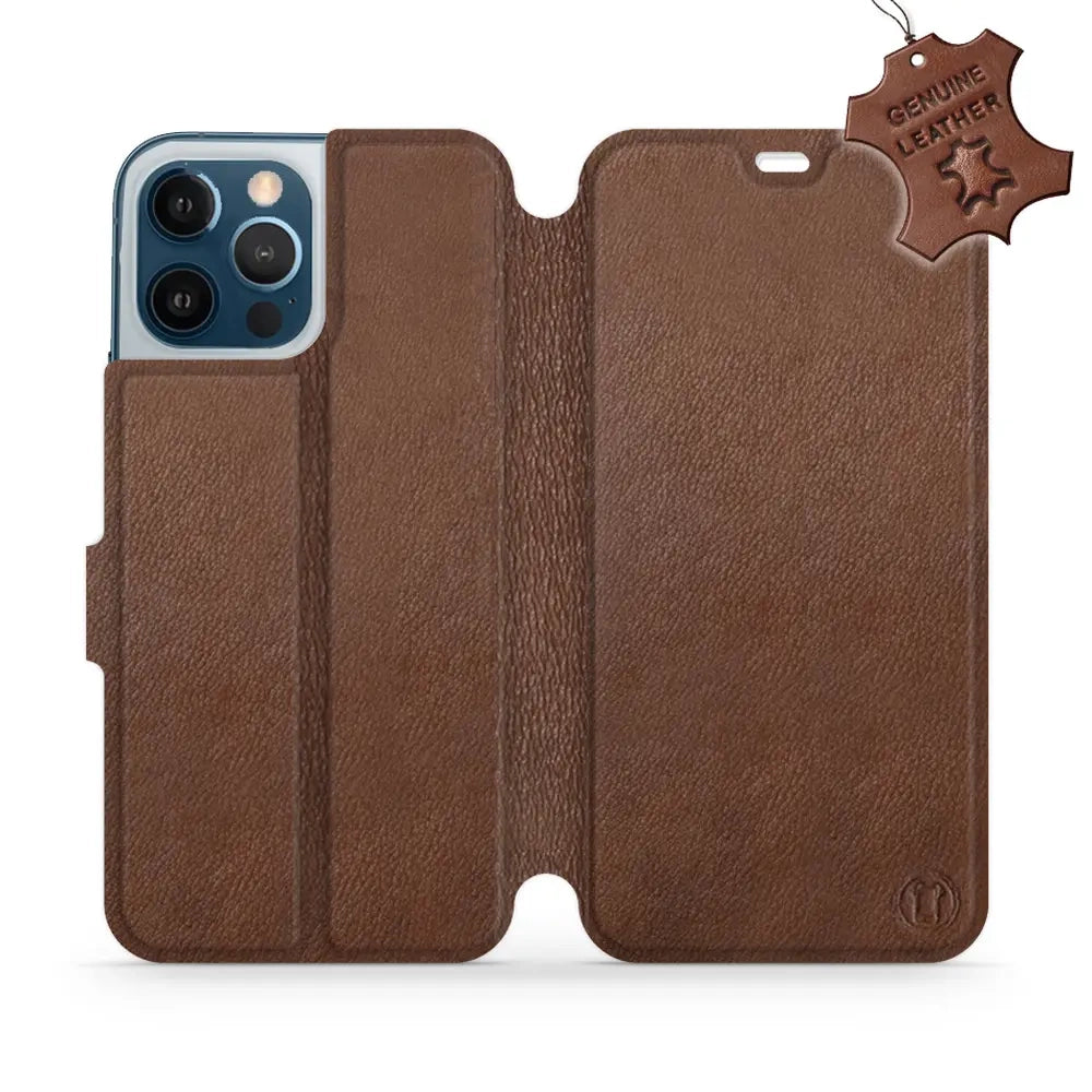 Echtleder Handyhülle für iPhone 12 Pro Max, Mobiwear Leather, Braun