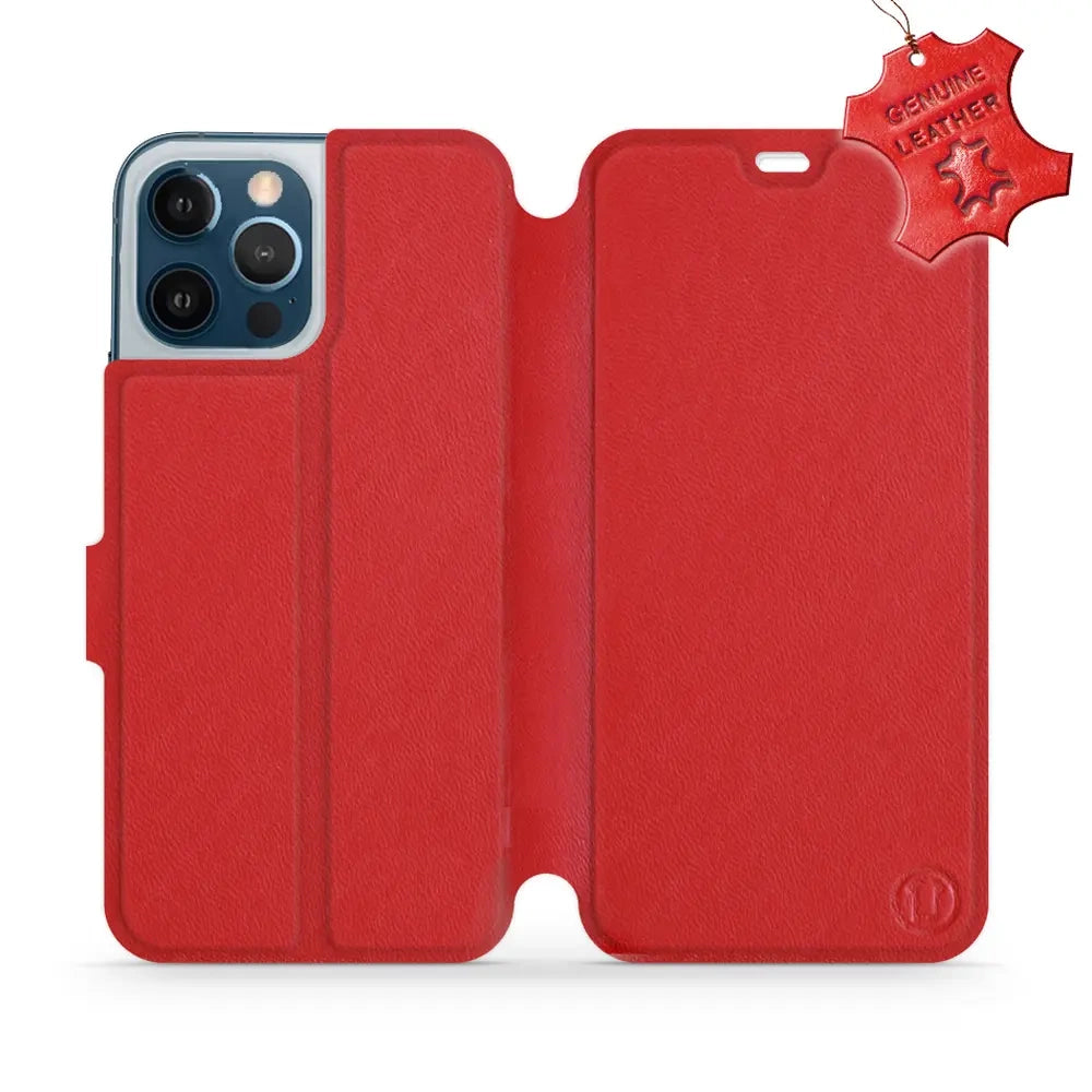 Echtleder Handyhülle für iPhone 12 Pro Max, Mobiwear Leather, Rot