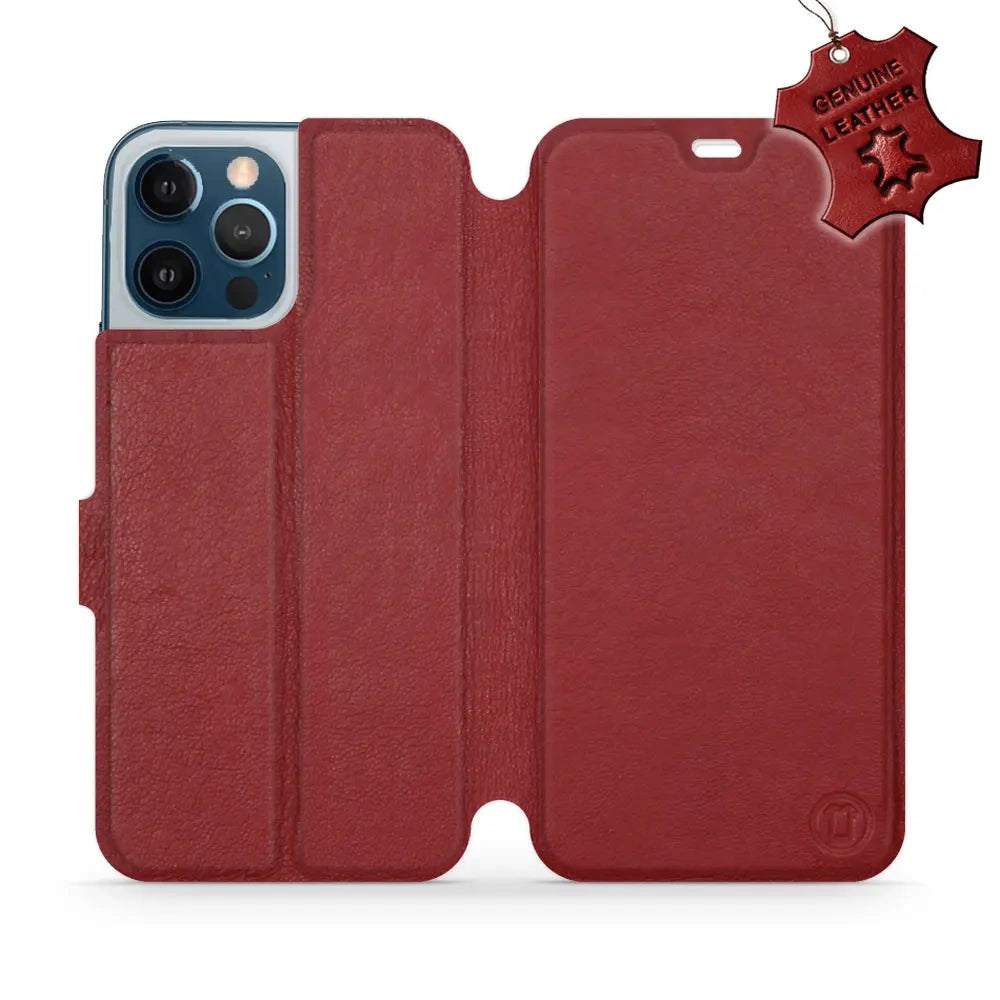 Echtleder Handyhülle für iPhone 12 Pro Max, Mobiwear Leather, Dunkelrot