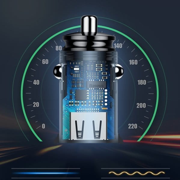 Autoladegerät Baseus Circular Mini 30W, 5A ,2x USB-A, schwarz