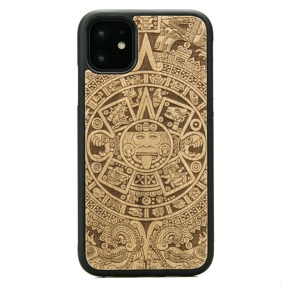 Holzhülle für iPhone 11, Bewood Aniegre Aztekischer Kalender