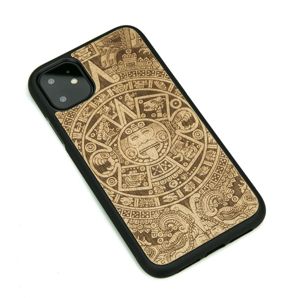 Holzhülle für iPhone 11, Bewood Aniegre Aztekischer Kalender