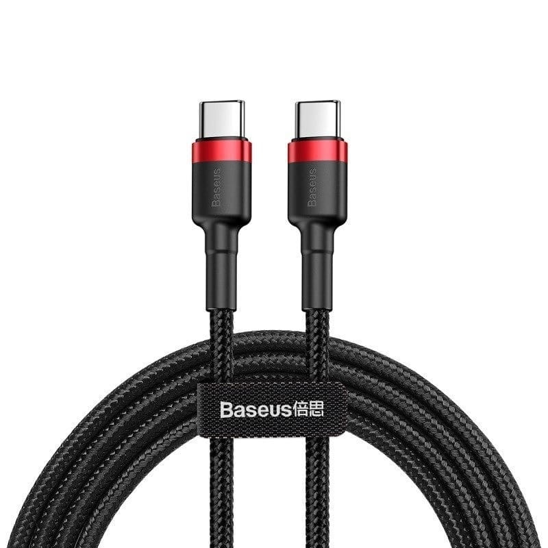 Kabel Baseus Cafule 60W 3A USB-C für USB-C 1m, Schwarz-Rot
