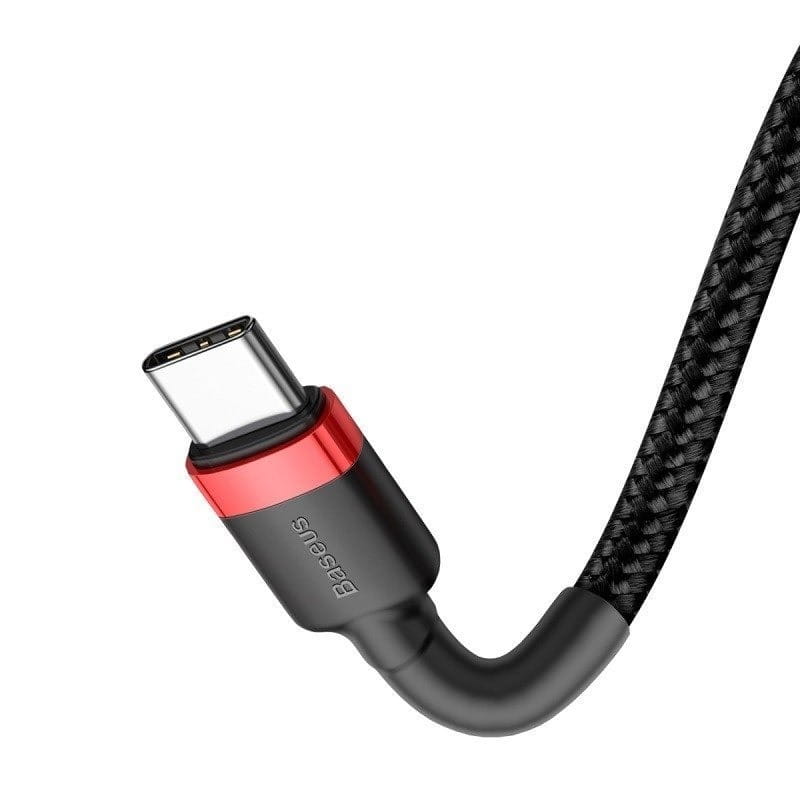 Kabel Baseus Cafule 60W 3A USB-C für USB-C 1m, Schwarz-Rot