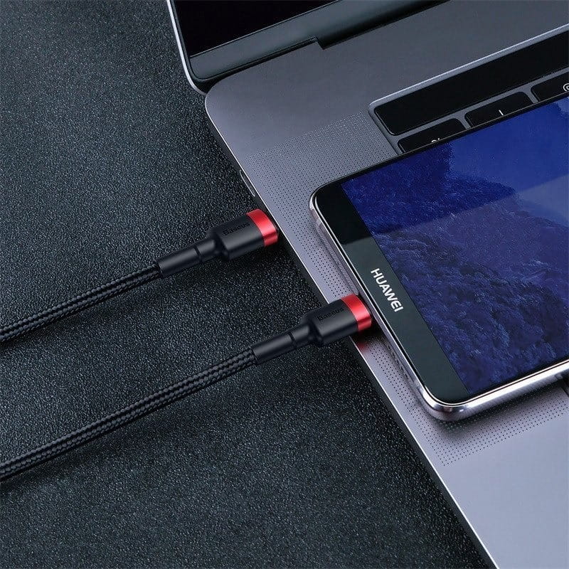 Kabel Baseus Cafule 60W 3A USB-C für USB-C 1m, Schwarz-Rot