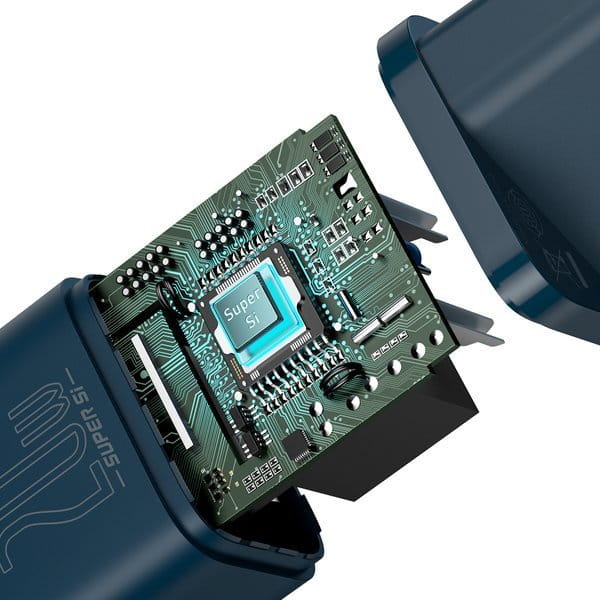 Wandladegerät Baseus Super Si USB-C 20W + kabel Lightning, Blau