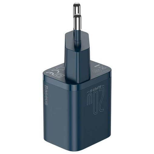 Wandladegerät Baseus Super Si USB-C 20W + kabel Lightning, Blau