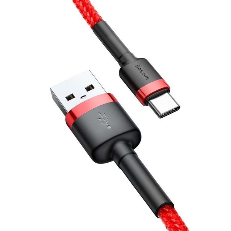Kabel Baseus Cafule 3A USB-A für USB-C 1m, Rot-Rot