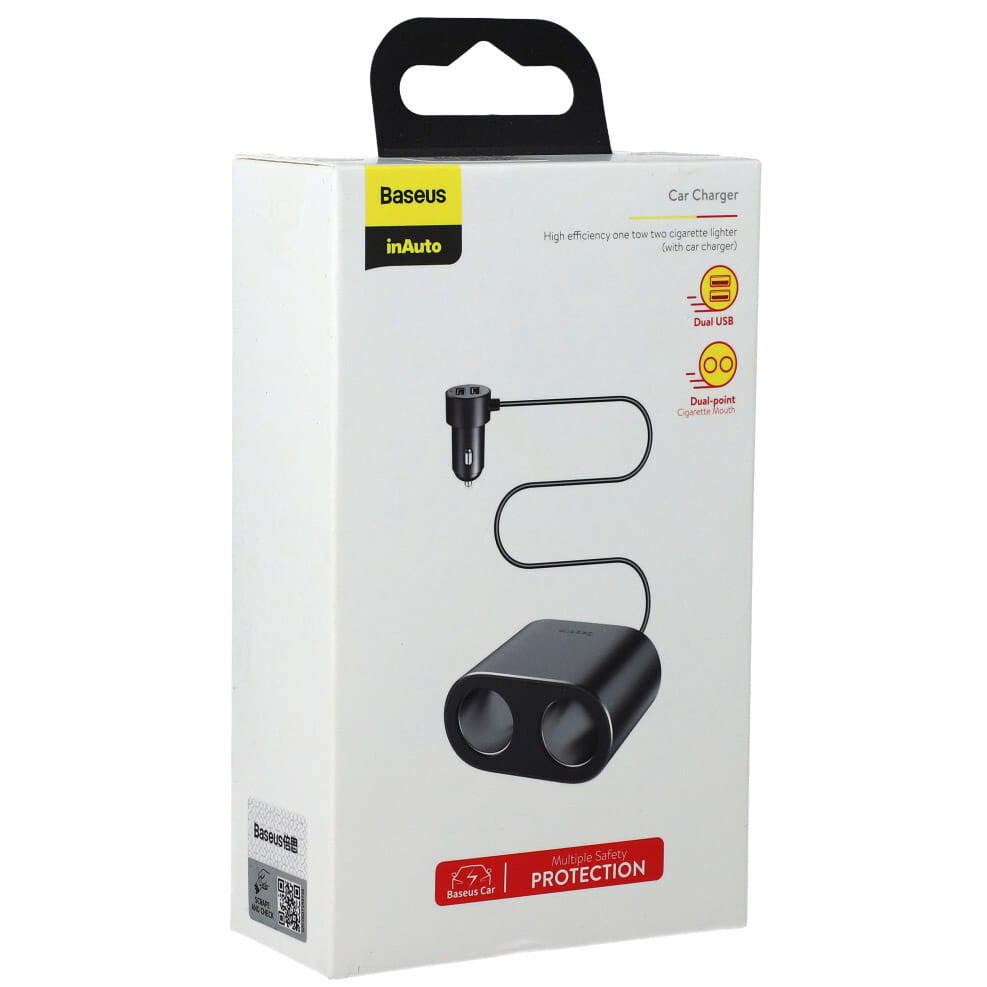 Baseus High Efficiency 2xUSB-A Autoladegerät + duale Zigarettenanzünderbuchse, schwarz