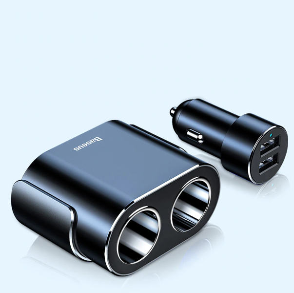 Baseus High Efficiency 2xUSB-A Autoladegerät + duale Zigarettenanzünderbuchse, schwarz
