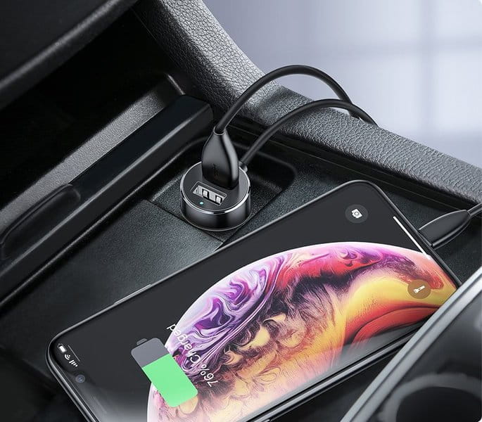 Baseus High Efficiency 2xUSB-A Autoladegerät + duale Zigarettenanzünderbuchse, schwarz