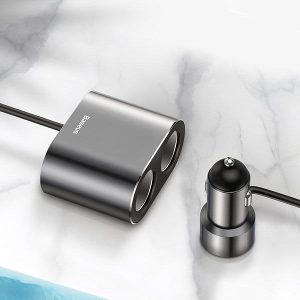 Baseus High Efficiency 2xUSB-A Autoladegerät + duale Zigarettenanzünderbuchse, schwarz