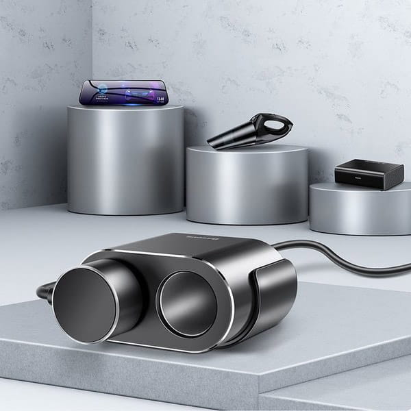 Baseus High Efficiency 2xUSB-A Autoladegerät + duale Zigarettenanzünderbuchse, schwarz