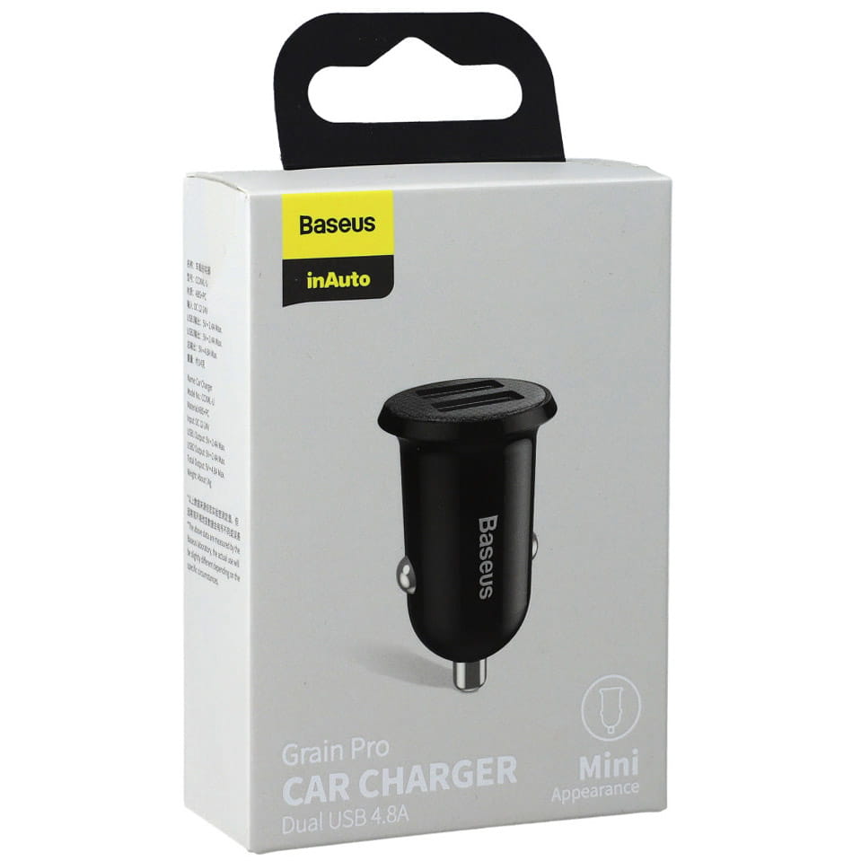 Autoladegerät Baseus Grain Pro 2xUSB-A, 24W, 4.8A, Schwarz