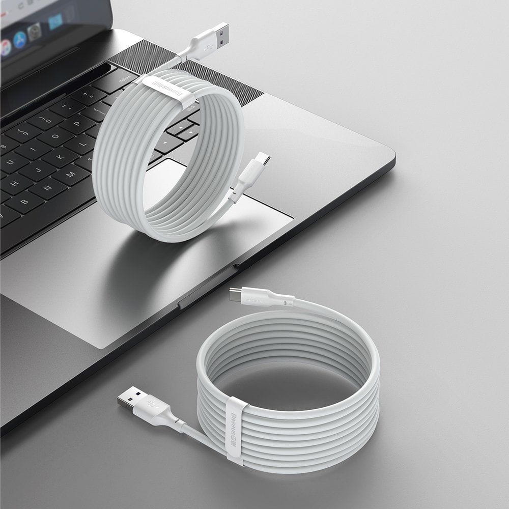 Kabel Baseus Simple Wisdom USB-A für USB-C 5A QC3.0 40W 1.5m, Weiß