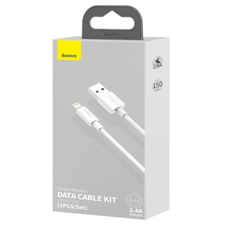 Kabel Baseus Simple Wisdom USB-A für Lightning 2.4A 1.5m, Weiß