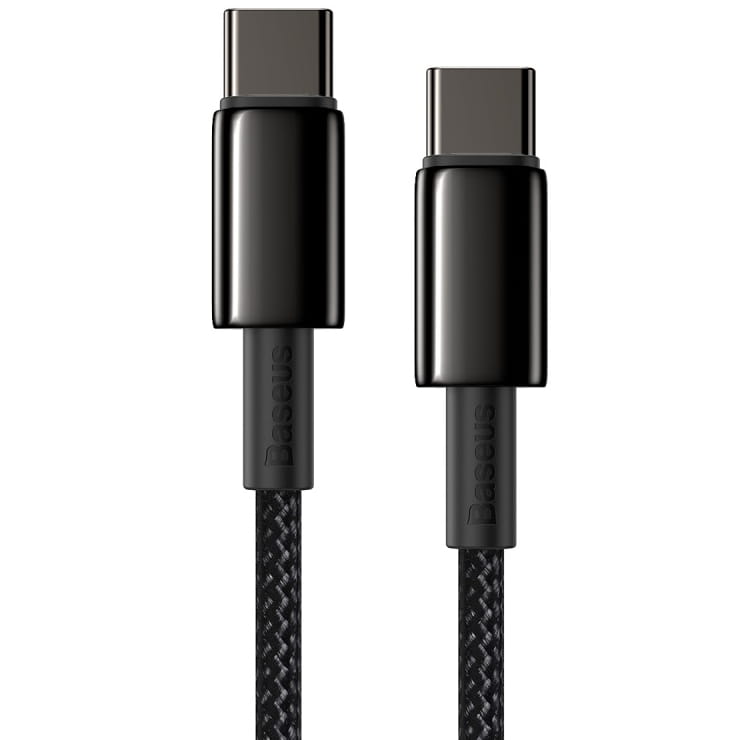 Kabel Baseus Tungsten Gold USB-C für USB-C PD 5A QC4.0 100W 2m, Schwarz